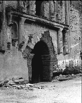 Early picture of Tumacacori mission with extensive damage.